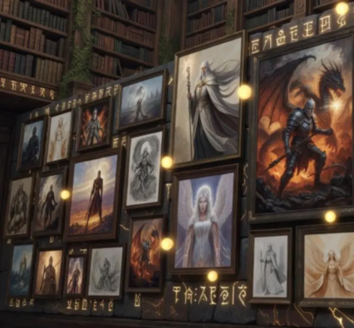 Nnexyra karakterlerini ve büyülü ortamları betimleyen fan art illüstrasyonları